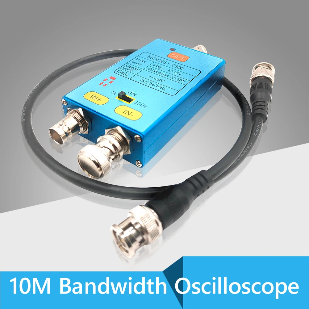 10M Bandwidth Oscilloscope 1x/10x/100x Differential Probe Gain Split Probe Signal Amplifier For Weak Electrical Signal Measureme