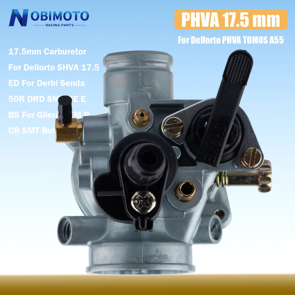 17.5mm Carburetor For Dellorto PHVA TOMOS A55 50cc 80cc 50R DRD Motorcycle Carb Scooters Motocross Accessories Dirt Pit Bike