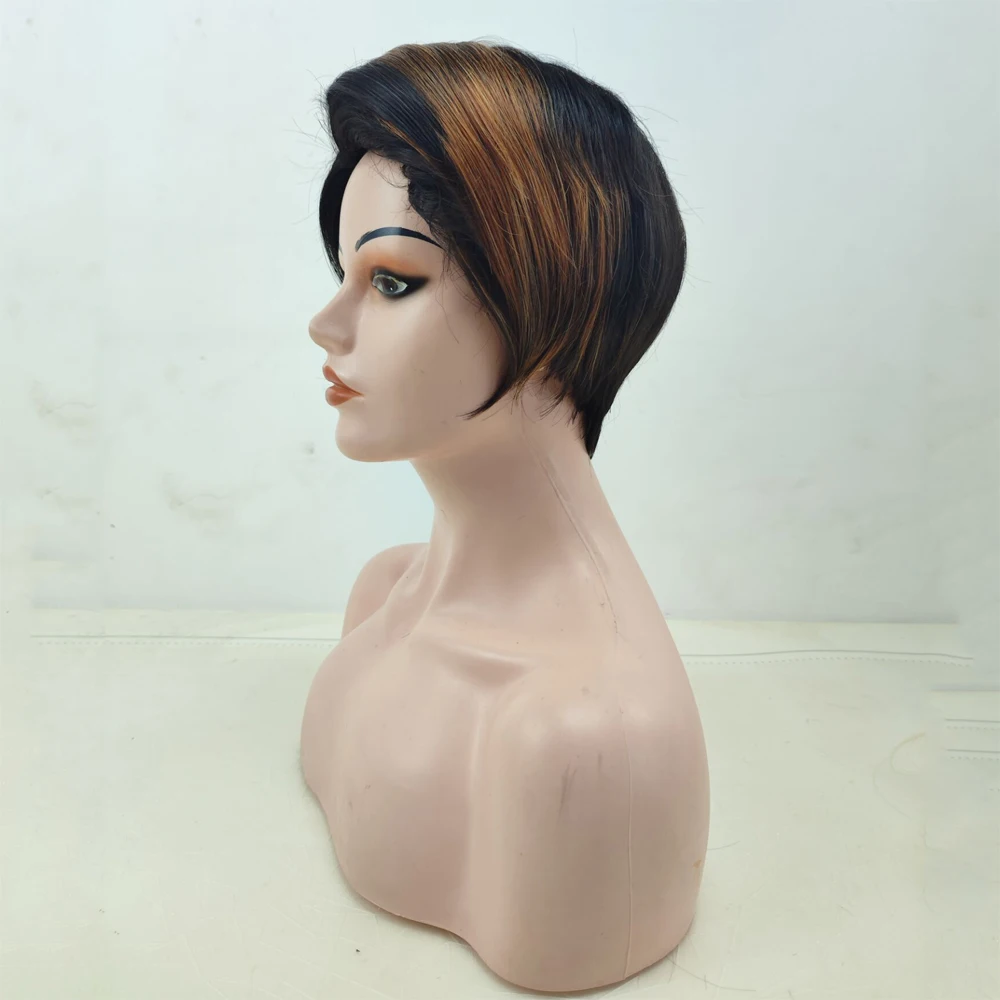 HAIRJOY Wig rambut sintetis wanita, Wig pendek lurus untuk Amerika Afrika