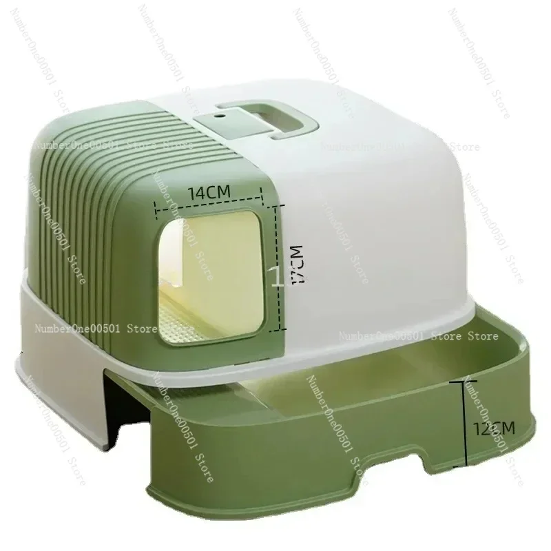 

Fully enclosed large size cat toilet pet products, large household space, long channel cat litter basin,