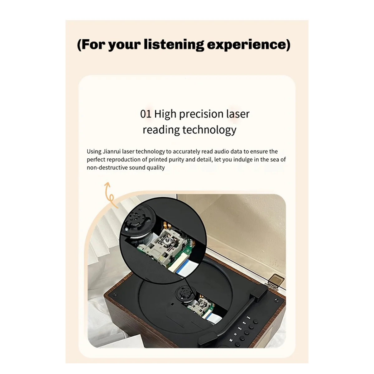 A40I Retro CD Player Rechargeable Support CD BT USB 3.5mm AUX Portable CD Player Bluetooth-Compatible 5.0 Home Music Player C