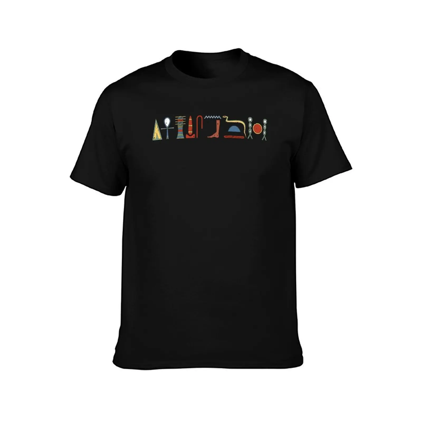 Ancient Egyptian Hieroglyphic Life Prosperity Health Blessing (WH) T-Shirt Basic Casual Short Sleeve Cotton Shirt T-Shirt