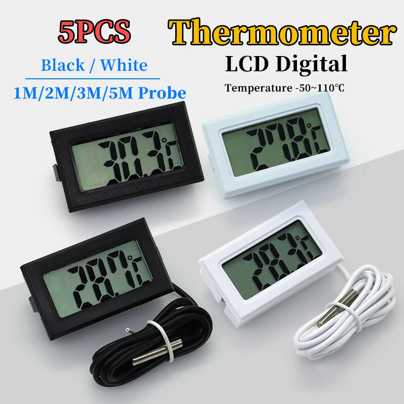 HuaXingFu 5Pcs Mini Digital LCD Thermometer for Fridge Freezer Kitchen Bar Use Temperature Sensor Compact Measurement Tool