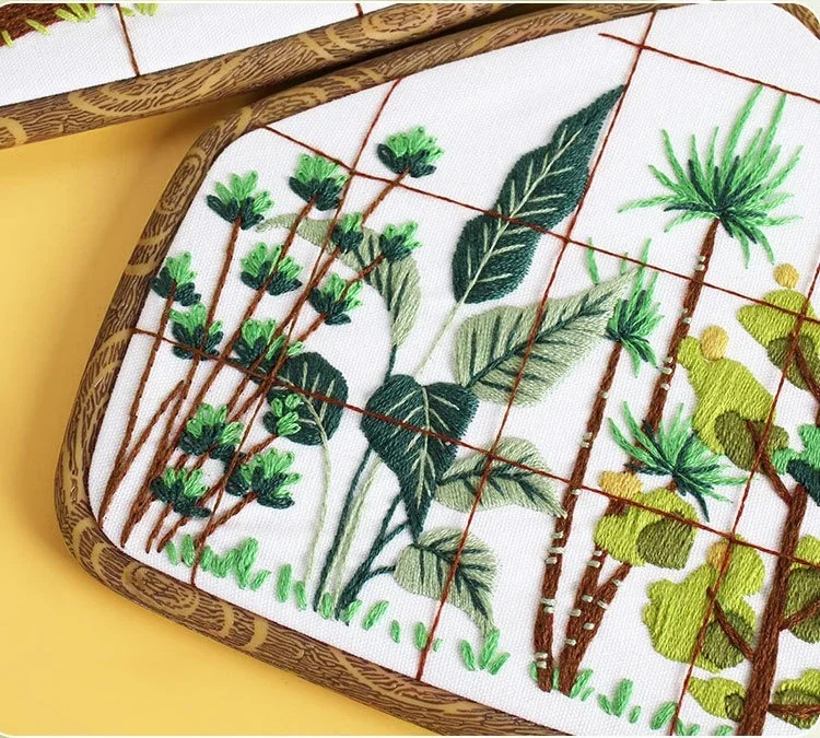 

DIY Embroidery Kit with Retro Hoop Floral Fabric Landscape Pattern Hanging Home Decor Craft Handmade Wall Art Craft Painting