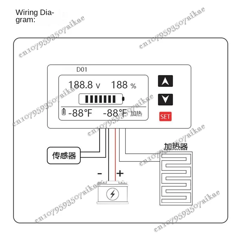 Waterproof Power Meter, Electric Vehicle Power Display, Battery Voltage , Lithium Battery Detector, Temperature Control Display