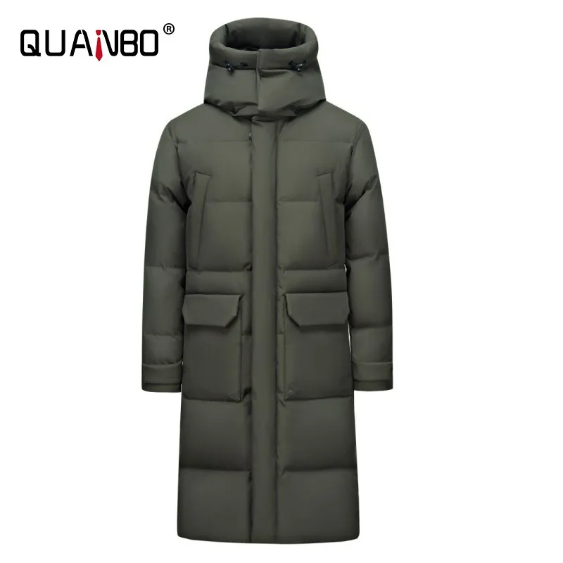 

Top Grade Winter Thicken Warm 90% White Duck Down Men's Hooded Jackets 2024 New Arrivals Men X-long Outdoor Down Coats