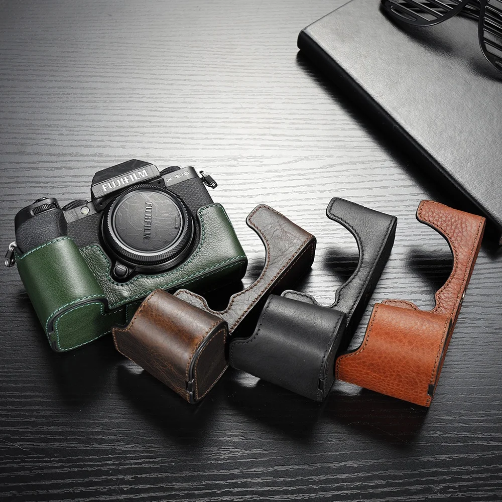 Handmade couro genuíno câmera caso, metade do corpo saco para Fujifilm XS10 e XS20