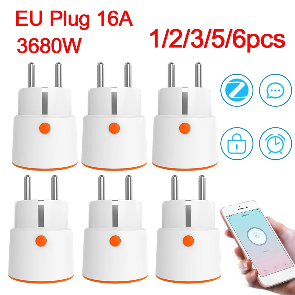 Smart Zigbee Plug Socket 3680W 16A Power Energy Monitoring Timer Switch EU Outlet Work With Hub Zigbee2mqtt