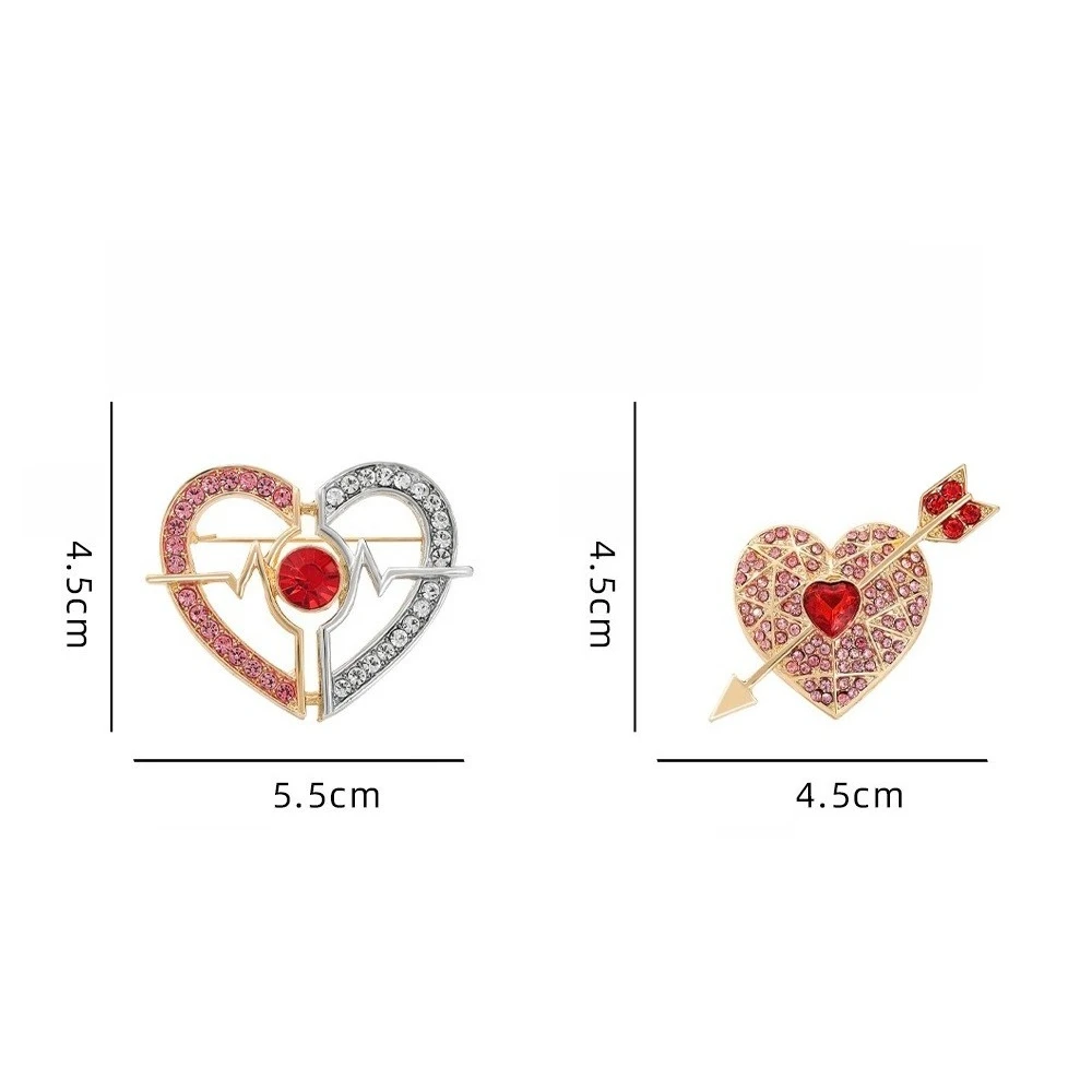 Heartbeat Warning Full Diamond Love Brooch Valentine's Day Limited Edition Love Pin Suit Coat Collar Decoration Gift Accessories