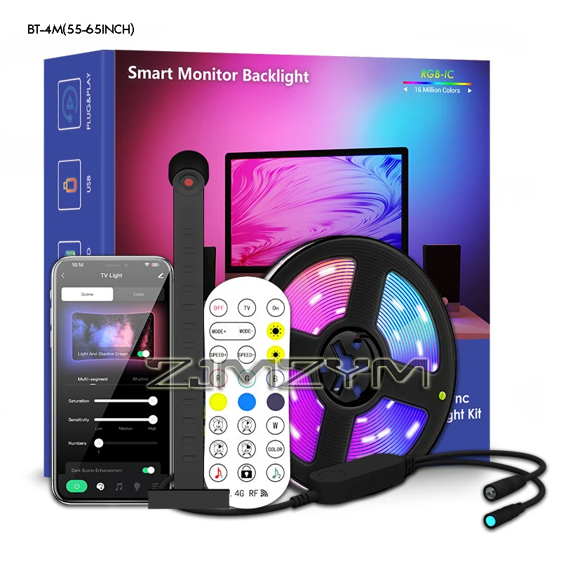 RGB LED TV Backlight Strip with AR Color Sensor APP Control Music Sycn Smart RGB Light for Gaming Atmosphere