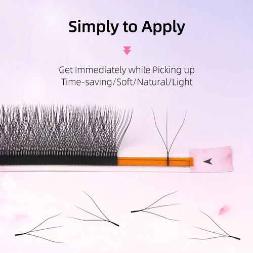 Imagen 2 del producto RUJADE-extensión de pestañas de trébol 3D en forma de W, pestañas negras suaves, ventiladores de volumen prefabricados, pestañas tejidas a mano con punta de Hada 3D