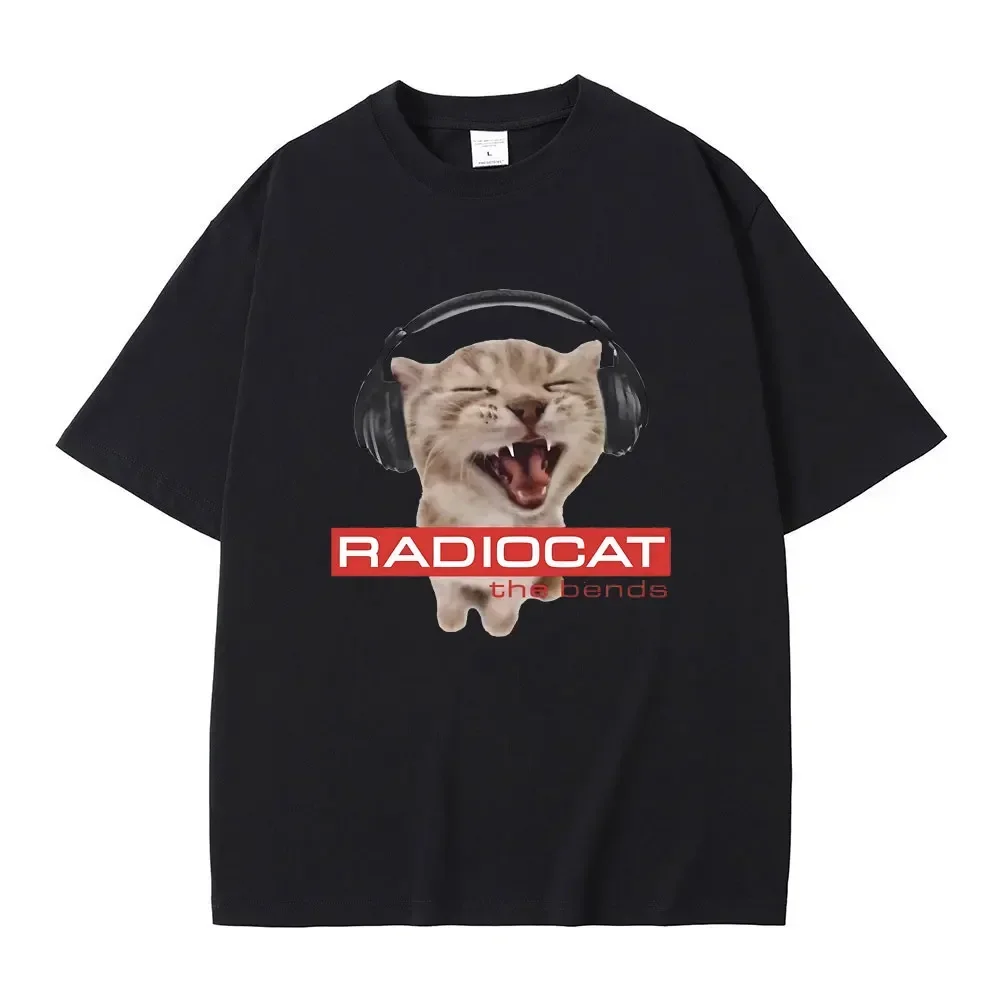 British Rock Band Radiohead Funny Radiocat The Bends Print T-shirt Men Women Vintage Gothic Oversized Tshirt Male Meme T Shirt