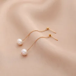 Exquisite Simple Natural Pearl Earrings for Women Temperament Fashion Long Pendant Earrings Jewelry Accessories Anniversary Gift
