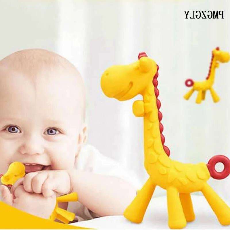 Baby Deer Teether Toy Glue Giraffe Set Ring Deer Love Cute Animal Molar Relief Teething Discomfort Soft Silicone