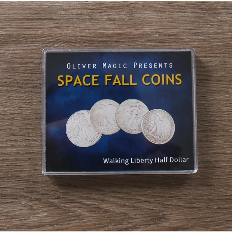 

Space Fall Coins (Walking Liberty Half Dollar) Close Up Magic Illusions Gimmick Mentalism Tricks Magician Coin Thru Silk Funny