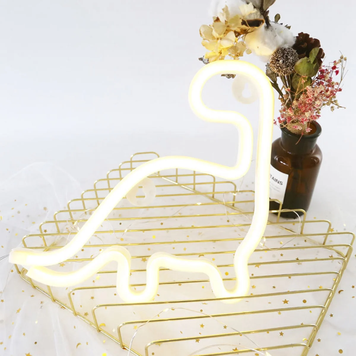

3D Dinosaur LED Night Light Warm White USB Charge Powered Table Desk Decoration Lamp Kids Room Wedding Party