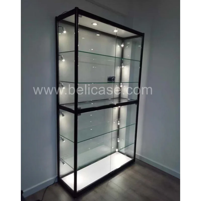 2025customized.Fashionable Cheap  Glass Display Cabinet Aluminium Profile Showcase Retail Smoke Shop Showcase