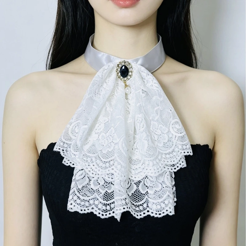Court Lace Fake Collar Tie Layered Neck Ruff Ruffle Collar Cosplay Performance Neck Decoration Costumes Accessories