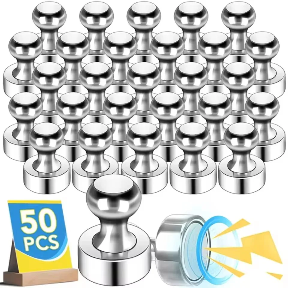 1-50Pcs Super Strong Neodymium Magnetic Pushpins Sucker Thumbtack Durable Steel Magnet Push Pin for Refrigerator Whiteboard