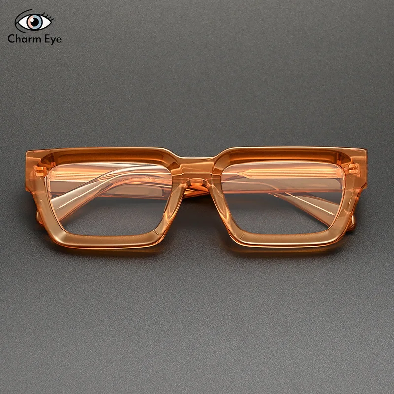 Large Frame Square Men Thick Acetate Eyeglass Frames Retro Optical Myopia Glasses 24070 Classic Women Prescription Eyeglasses