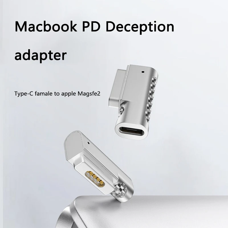 

100W Aluminum USB Type C Magnetic PD Adapter for Magsafe 2 MacBook Air Pro Led Indicator Fast Charging Magnet Plug Converter