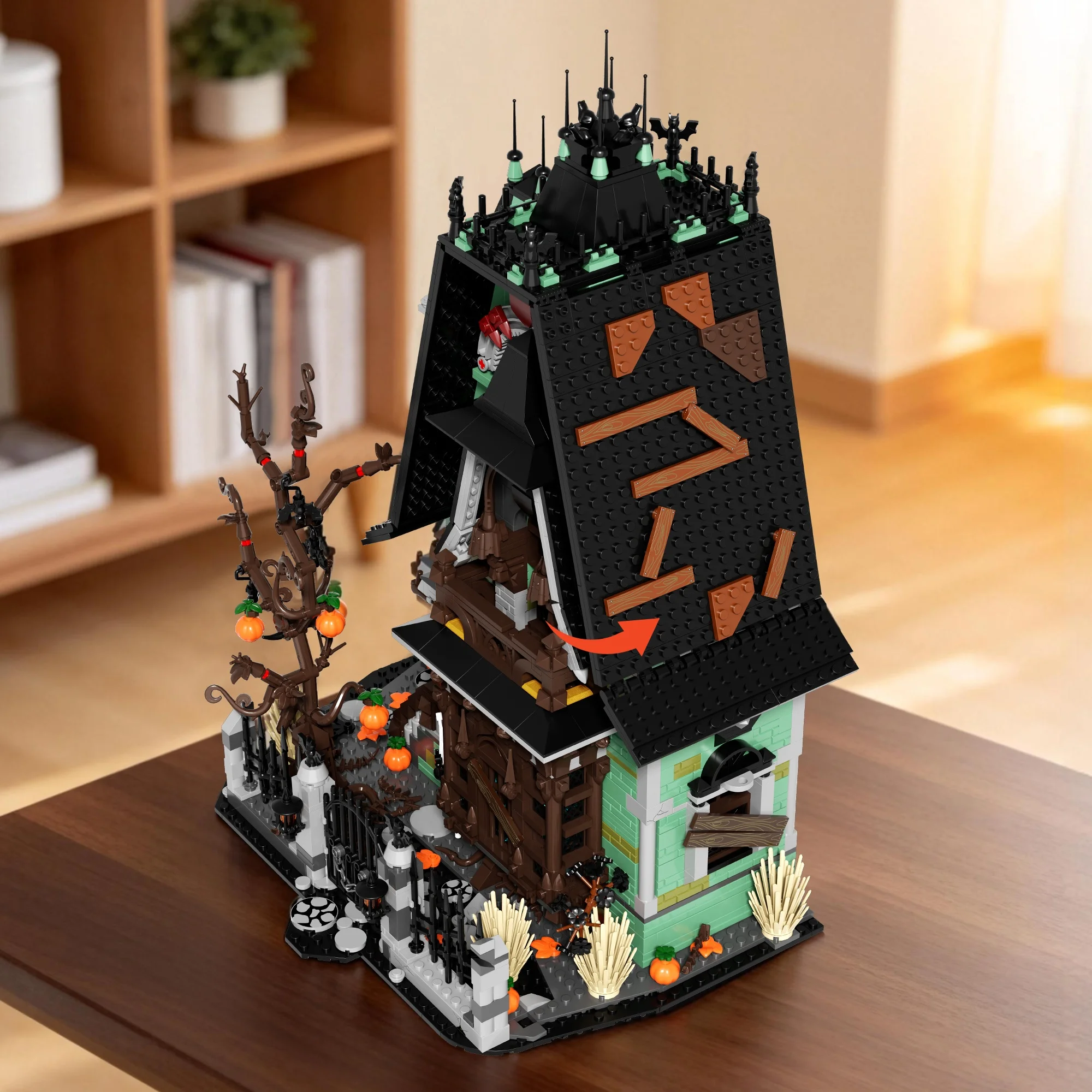 2233pcs Haunted House Building Blocks Street View Horror Room Modular Construction Model Bricks Toys for Adults Halloween Gifts