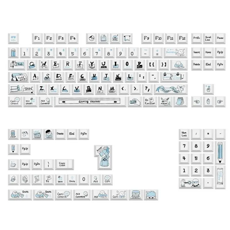 Y1UB 136 unidades PBT Sea Salt Course Keycap Capa chave sublimação para teclados Mecânico 61 98 104 108