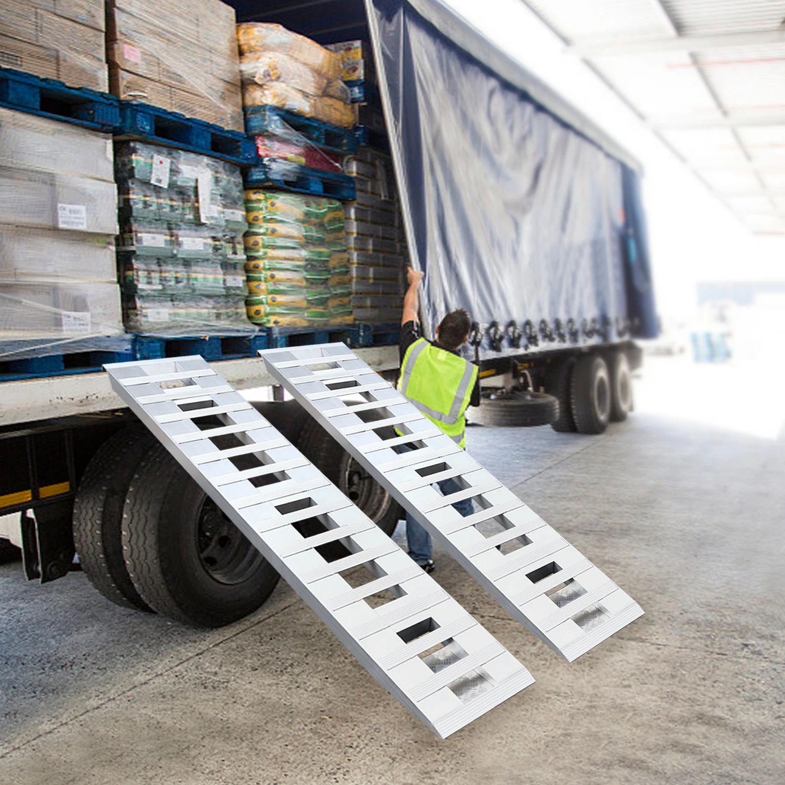 

2 алюминиевых рампа для прицепа, погрузочная рампа, рампа для автоматического прицепа грузовика 84*15 в 6000 фунтов для загрузки и разгрузки мотоциклов