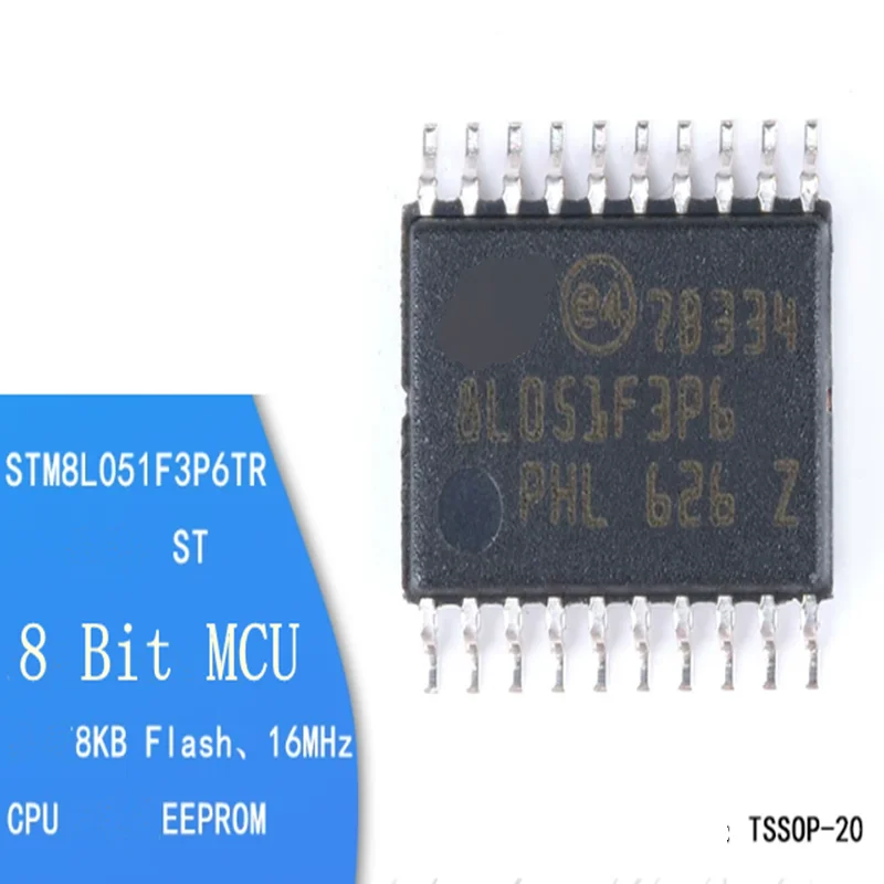 5PCS-20PCS STM8L051F3P6TR  TSSOP-20 Silkscreen 8L051F3P6 Ultra-low power 8-bit microcontroller