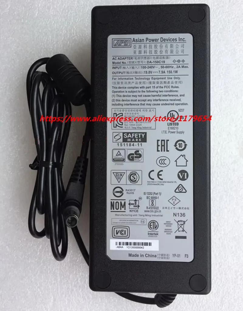 

Original APD AC Adapter Charger For ACER Predator Z35 Monitor Power Supply DA-150C19 19V 7.9A 150W