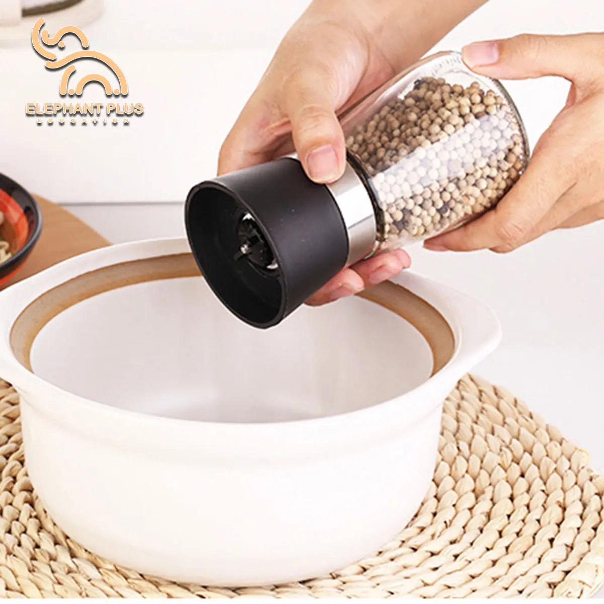 Manual Adjustable Pepper Grinder for Freshly Ground Pepper & Sichuan Pepper, Household Salt Spice Mill