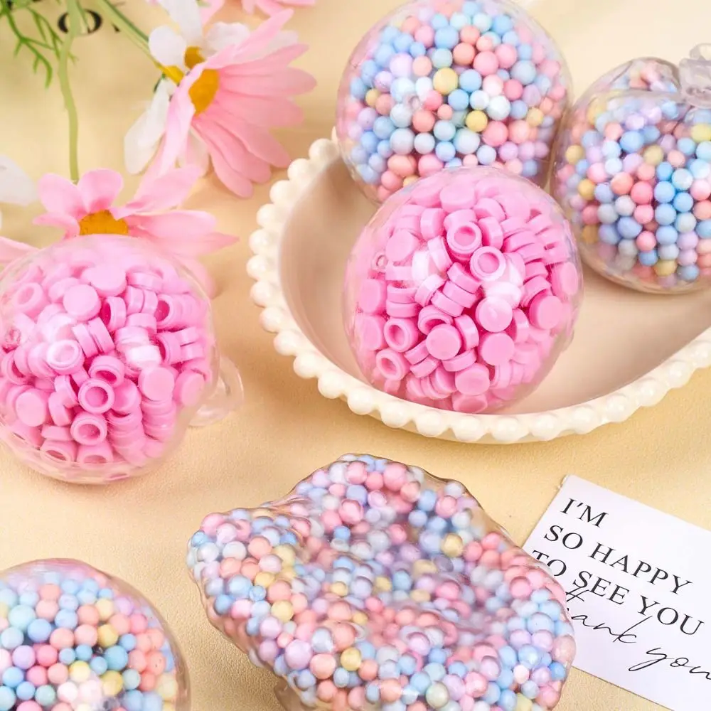 Smooth Surface Granules Beads Filler Hollow Back Round Shape Squeeze Ball Fillers Multicolor Slime Filler Pellets Slime Crafts