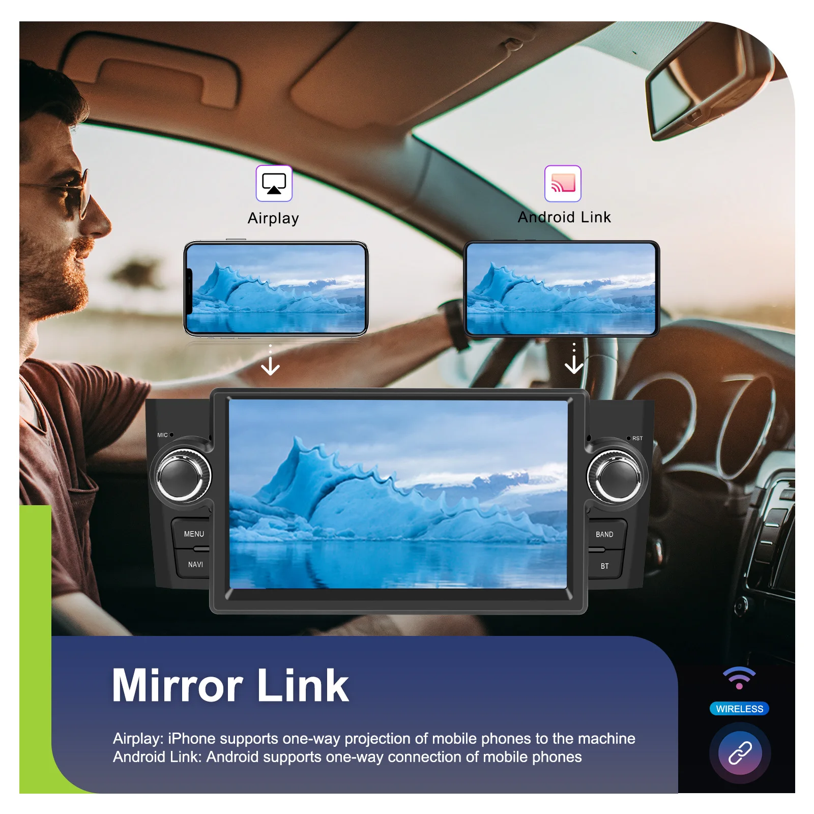 Podofo 1Din Android 4+64G Autoradio für FIAT Punto 05-09/Linea 07-11 Carplay Android Auto GPS WIFI Mirror Link Auto-Audio-Stereoanlage – Detail 7
