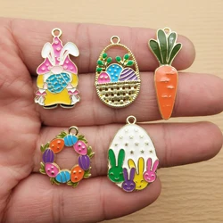 10pcs Easter Charm for Jewelry Making Diy Accessories Earring Keychain Bracelet Pendant Craft Alloy Metal Gold Plated