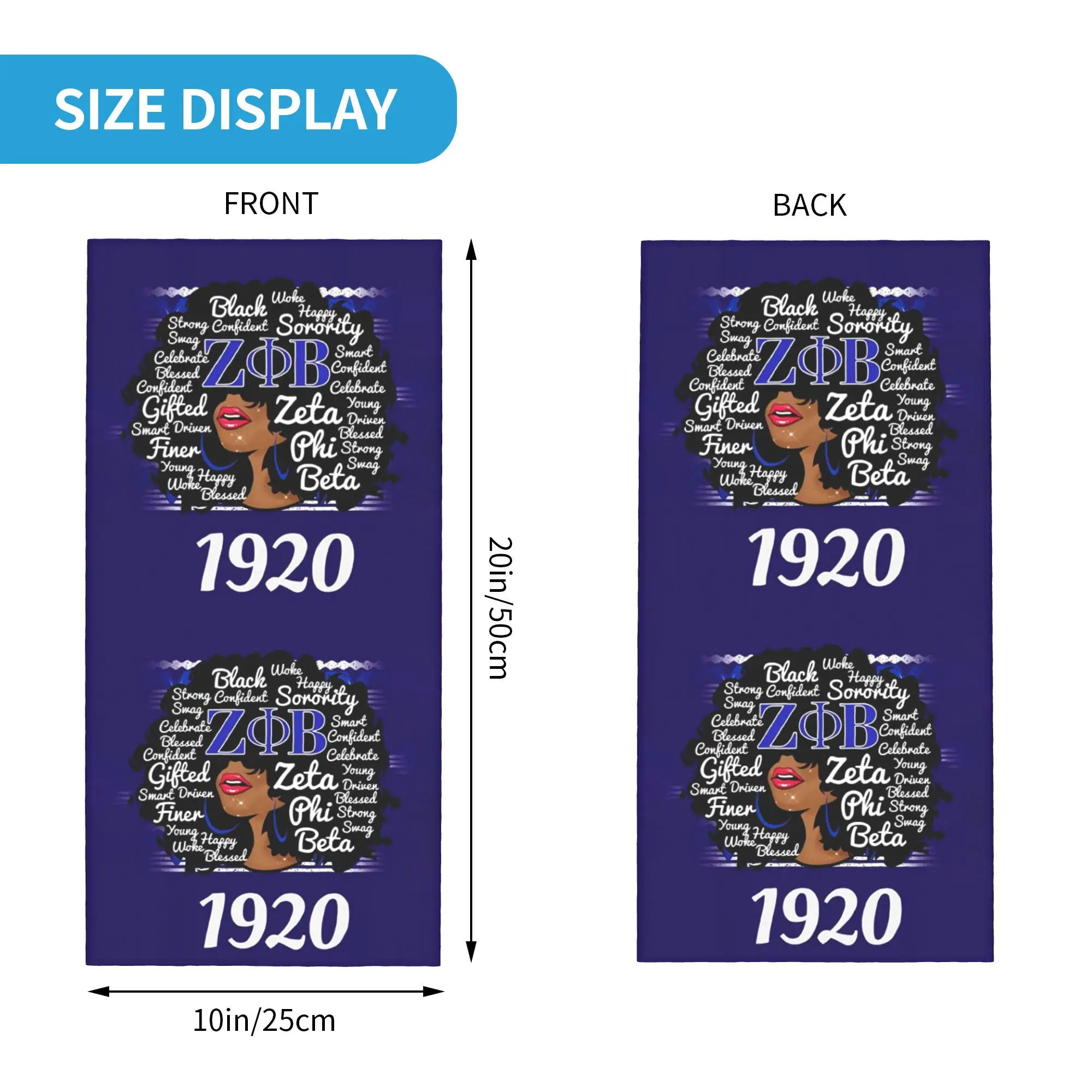 Custom Zeta Phi Beta Sorority Bandana Neck Warmer Women Men Winter Ski Tube Scarf Gaiter Greek Letter 1920 Face Cover