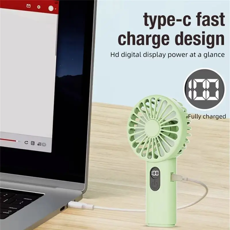BABZ Mini Handheld USB Fan 3 Speed Portable Fan with Digital Display Quick Charging for Indoor Outdoor Travel Makeup