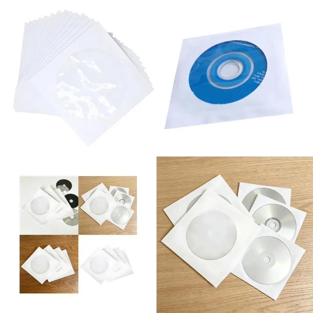 8Cm Small Paper Discs Disc Disc Protective Sleeves Disc Envelopes with Clear Window F19E