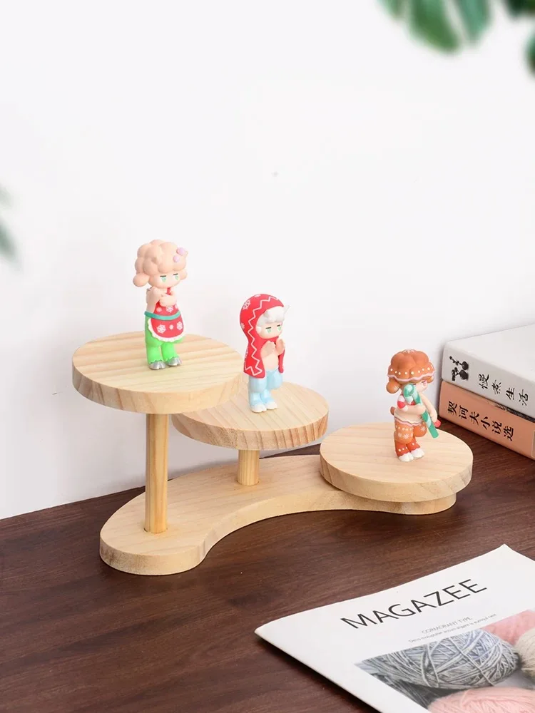 

Desktop storage rack pine wood small multi-layer figure display rack