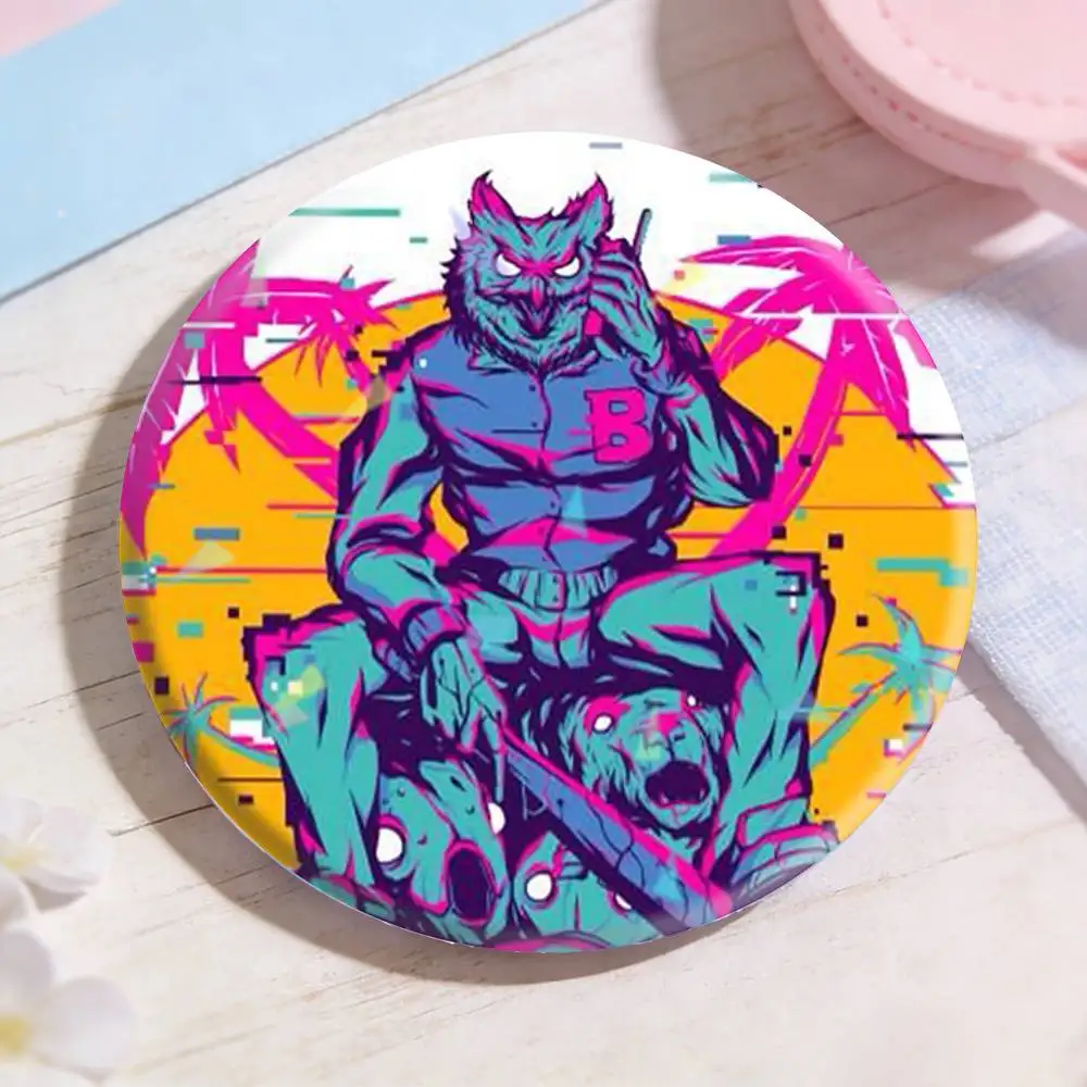 H-Hotline Miami Badges Niche Design Brooch for Backpack Lapel Pins Creative Accessories