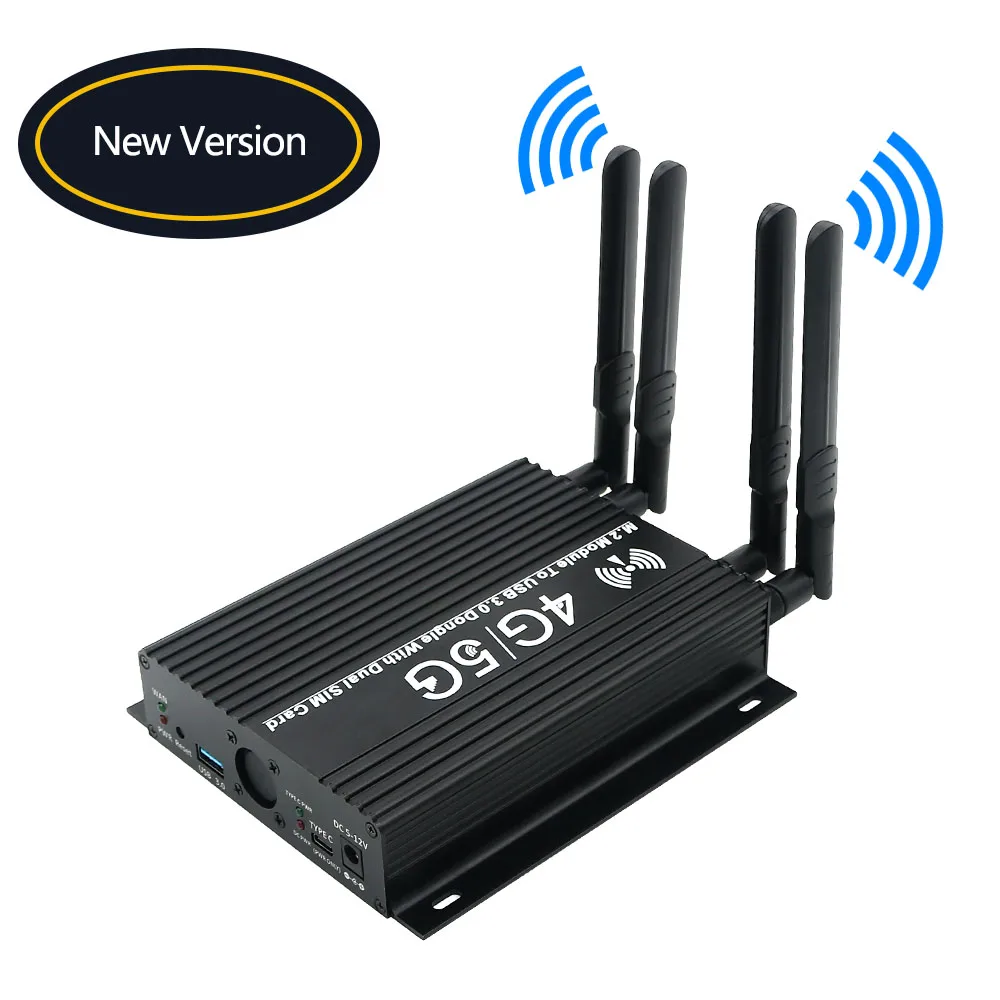 NGFF(M.2) 4G/5G Module to USB 3.0 Adapter with cooler fan/Dual SIM card slot and auxiliary power With fan and housing