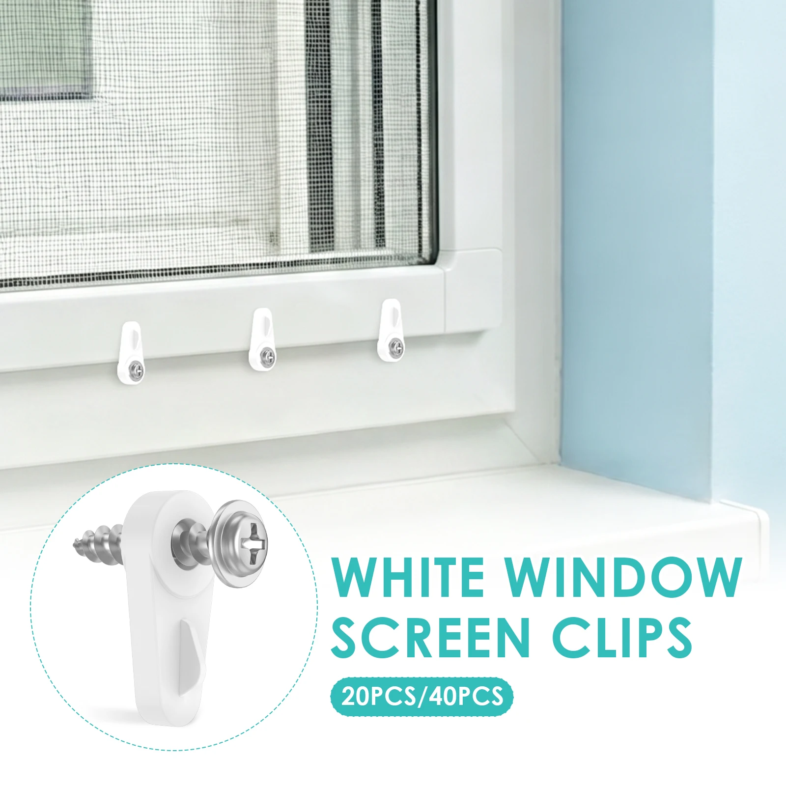 20/40PCS Window Screen Retainer Clip with Screw Durable Plastic Mesh Fixing Screen Clamps Anti-slip Design for Secure Fastening