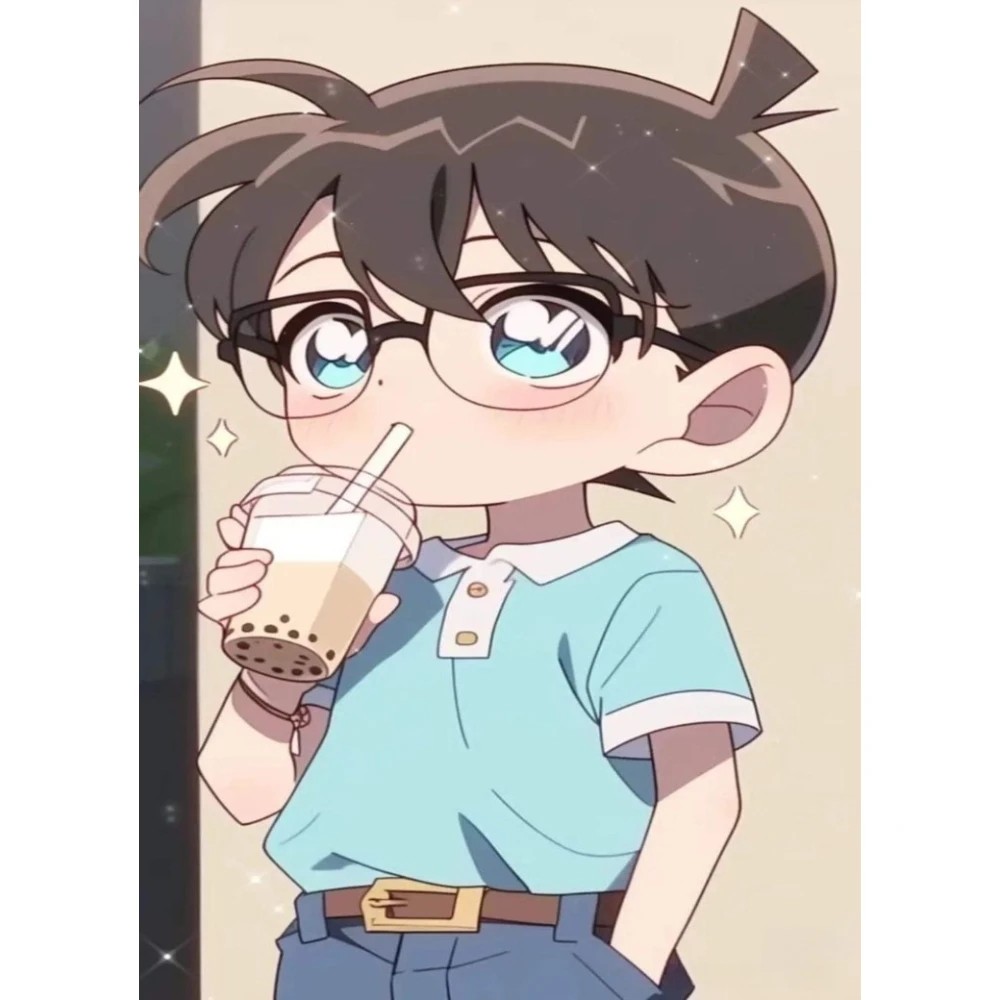 Anime Detective Conan Edogawa Conan Bubble Tea Oil Painting By Numbers Modern Wall Decor for Living Room Bedroom Gift No Frame