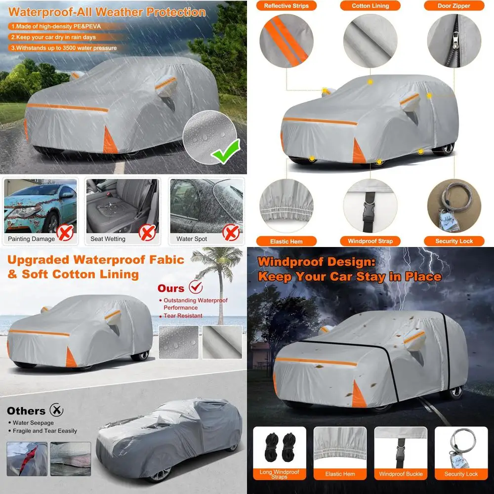 

Универсальный водонепроницаемый чехол для автомобиля на заказ для Land Cruiser/LX 2007-2025, всепогодная защита с молнией на двери и хлопковой подкладкой