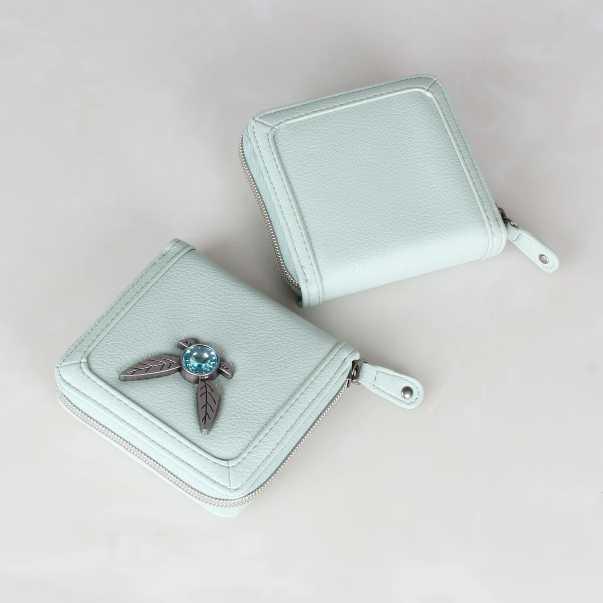 고품질 사파이어 여성용 지퍼 지갑, 세련되고 개인화 된 여성용 카드 클립 동전 지갑