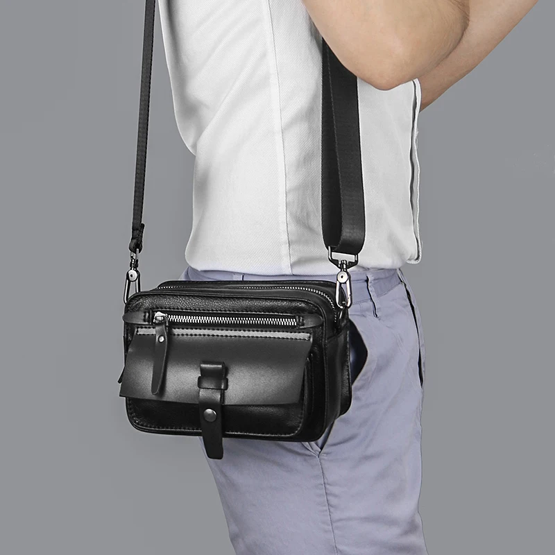 Echt leder kleine Umhängetasche für Frauen Männer Riemen Schulter Handtasche Geldbörse Kamera tasche mit Kreditkarten schlitzen – Detail 15