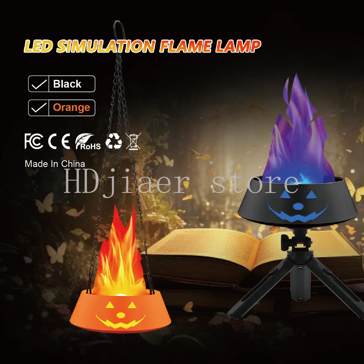 Halloween Pumpkin Flame Light- Decorative Ornament Lamp for Bar Stage Decoration