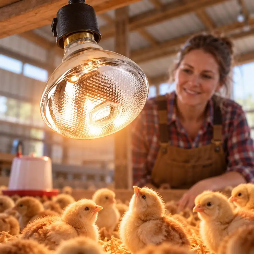 Thickened Poultry Heating Lamp Breeding Bulb High Quality E27 100W/150W/200W/250W LED Light Pet Brooder Hatch Chick Heater Bulb