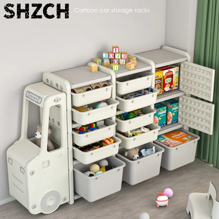 Joylive Kids Toy Storage Rack Plastic Storage Cabinet Large Capacity Multi-layer Organizing Cabinet for Kids Room