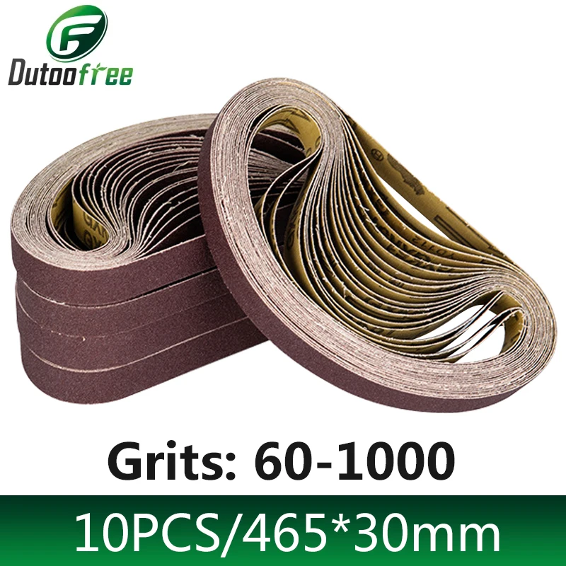 

10PCS/Set Sanding Belts 60-1000 Grits Wood Soft Metal Polishing Sandpaper Abrasive Bands For Belt Sander Abrasive Tool 465*30mm