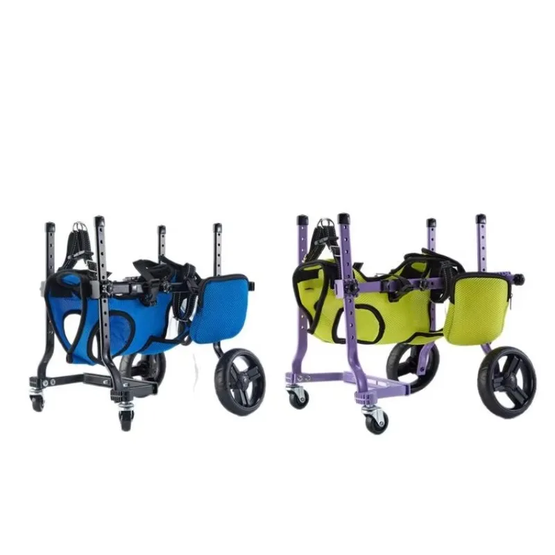 Four-wheel stainless steel senior dog auxiliary training tool small dog walking rehabilitation training manual
